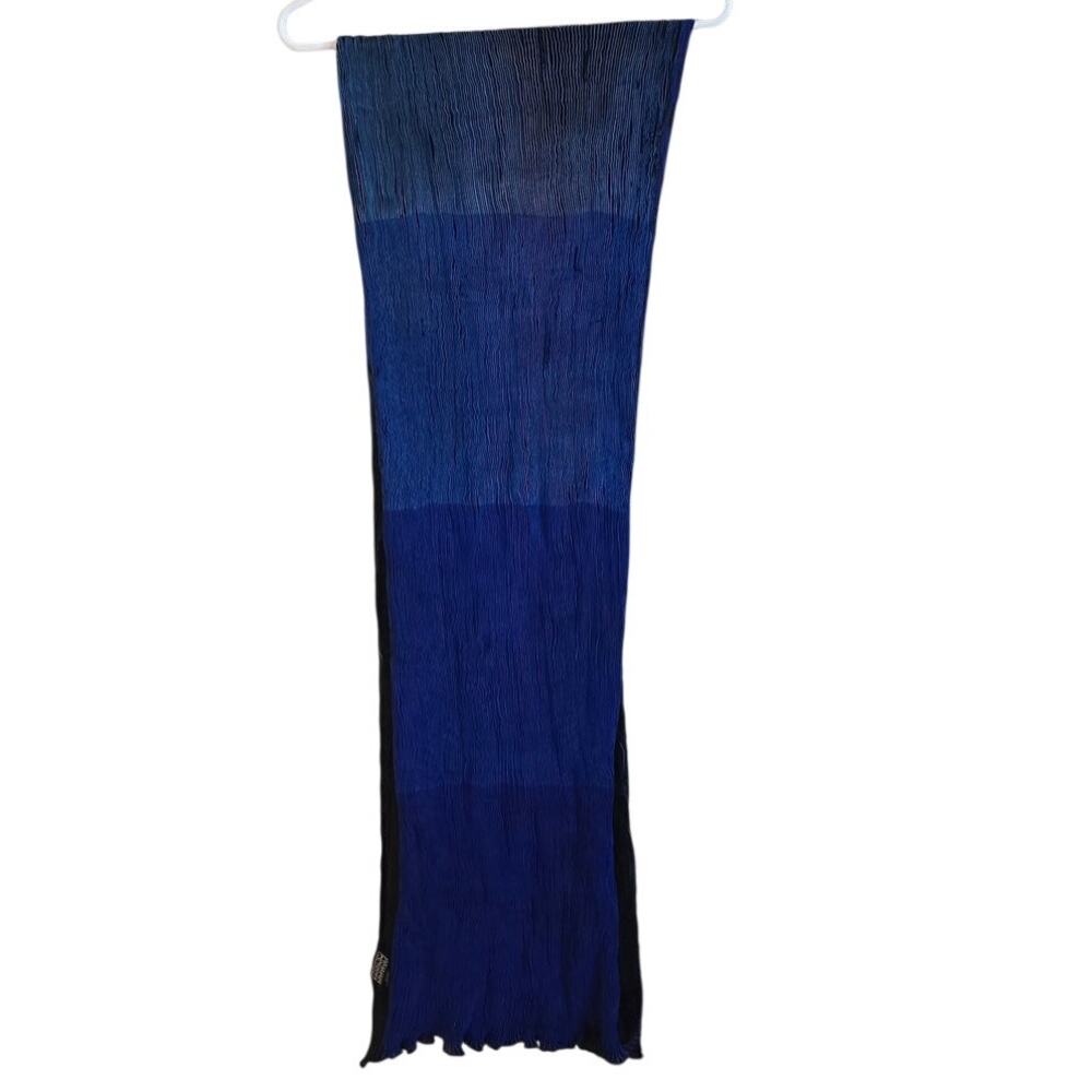 Neeru Kumar 100% silk crinkle blue color block scarf